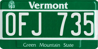 VT license plate OFJ735