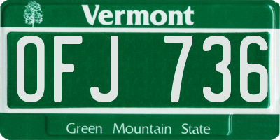 VT license plate OFJ736