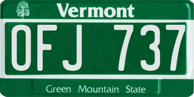 VT license plate OFJ737