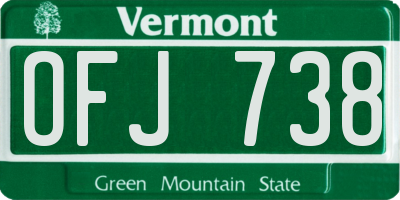 VT license plate OFJ738