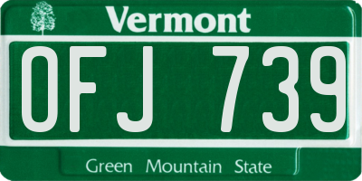 VT license plate OFJ739