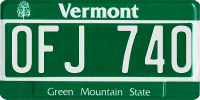 VT license plate OFJ740