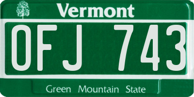 VT license plate OFJ743