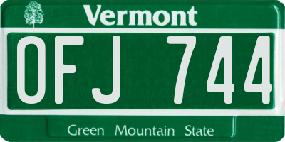 VT license plate OFJ744