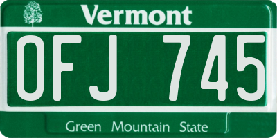 VT license plate OFJ745