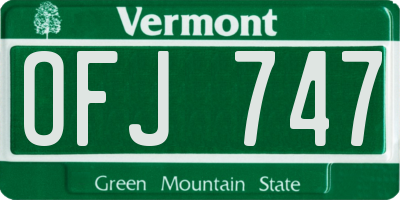 VT license plate OFJ747