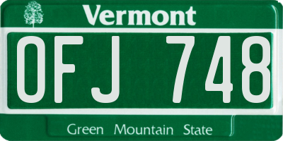 VT license plate OFJ748