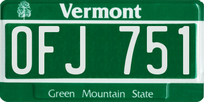 VT license plate OFJ751