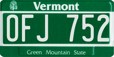VT license plate OFJ752