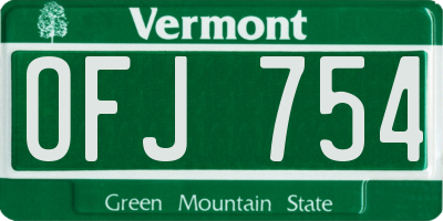VT license plate OFJ754
