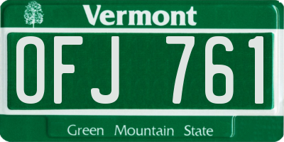 VT license plate OFJ761