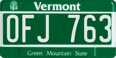 VT license plate OFJ763