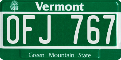 VT license plate OFJ767