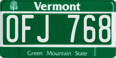 VT license plate OFJ768