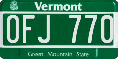 VT license plate OFJ770