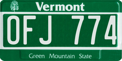 VT license plate OFJ774