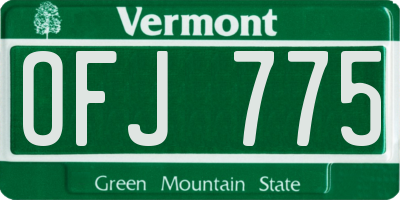 VT license plate OFJ775