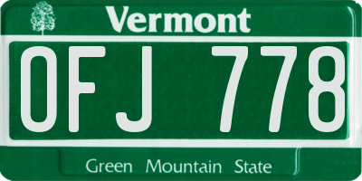 VT license plate OFJ778