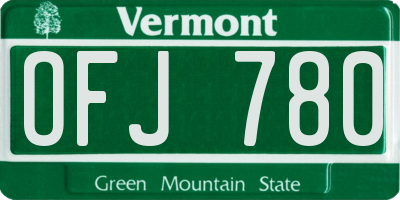 VT license plate OFJ780