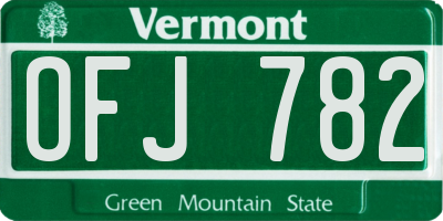 VT license plate OFJ782