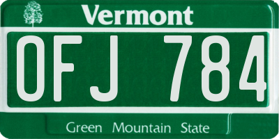 VT license plate OFJ784