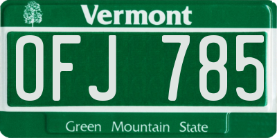 VT license plate OFJ785