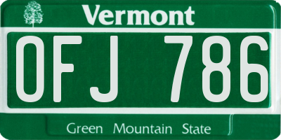 VT license plate OFJ786