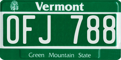 VT license plate OFJ788