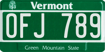 VT license plate OFJ789