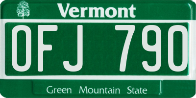 VT license plate OFJ790