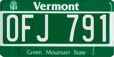 VT license plate OFJ791