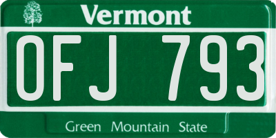 VT license plate OFJ793