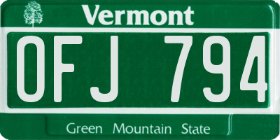 VT license plate OFJ794