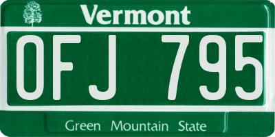 VT license plate OFJ795