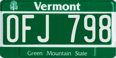 VT license plate OFJ798