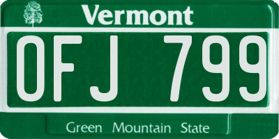 VT license plate OFJ799