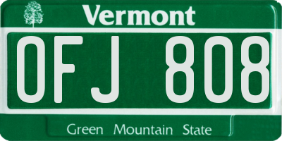 VT license plate OFJ808