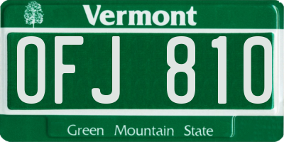 VT license plate OFJ810