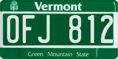 VT license plate OFJ812