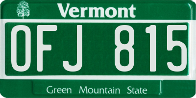 VT license plate OFJ815