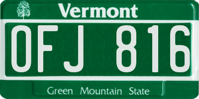VT license plate OFJ816