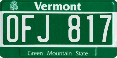 VT license plate OFJ817