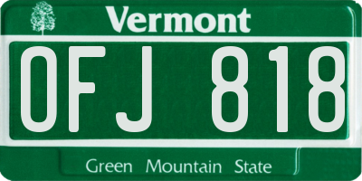 VT license plate OFJ818