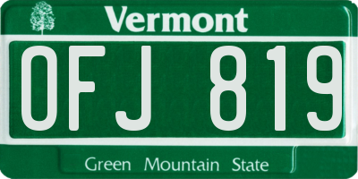 VT license plate OFJ819
