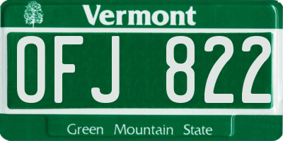 VT license plate OFJ822