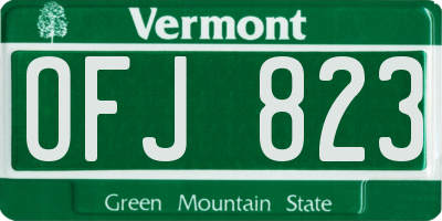 VT license plate OFJ823