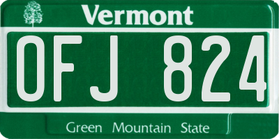 VT license plate OFJ824