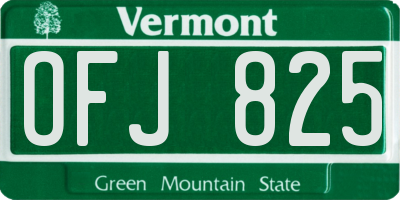 VT license plate OFJ825