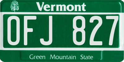 VT license plate OFJ827