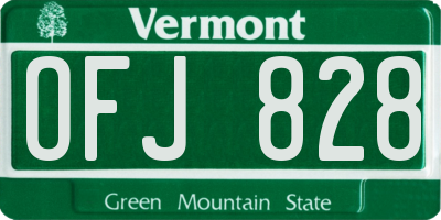 VT license plate OFJ828